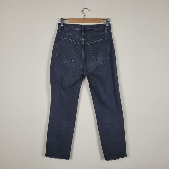 Abercrombie & Fitch Jeans Women 27 4R Black Denim Ankle Straight Ultra High Rise - Picture 3 of 8
